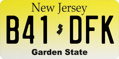NJ license plate B41DFK