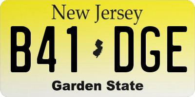 NJ license plate B41DGE