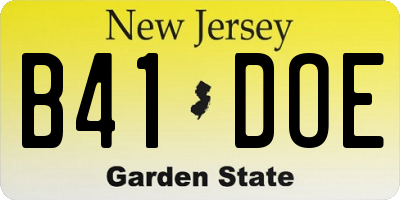 NJ license plate B41DOE