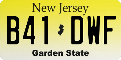 NJ license plate B41DWF