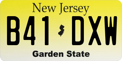 NJ license plate B41DXW
