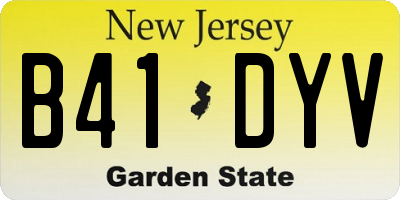 NJ license plate B41DYV