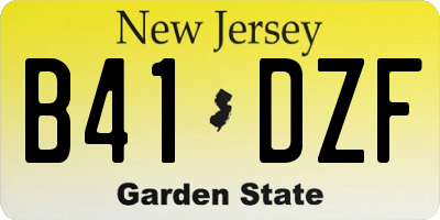 NJ license plate B41DZF