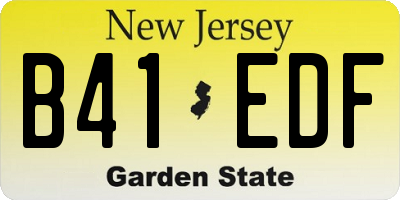 NJ license plate B41EDF