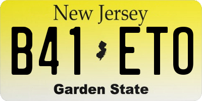 NJ license plate B41ETO
