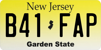 NJ license plate B41FAP