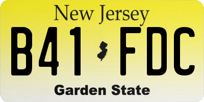NJ license plate B41FDC