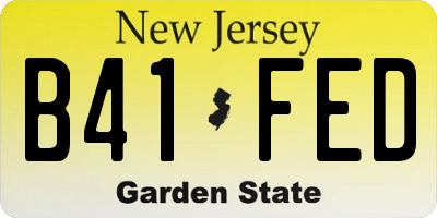 NJ license plate B41FED
