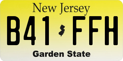 NJ license plate B41FFH