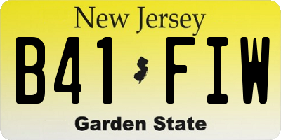 NJ license plate B41FIW