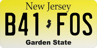 NJ license plate B41FOS