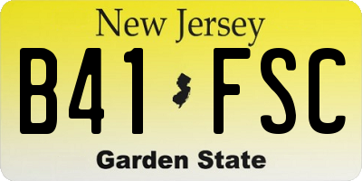 NJ license plate B41FSC