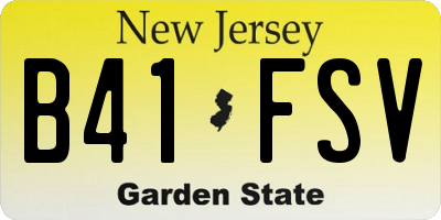 NJ license plate B41FSV