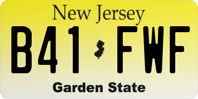 NJ license plate B41FWF