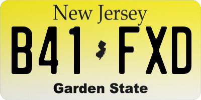 NJ license plate B41FXD