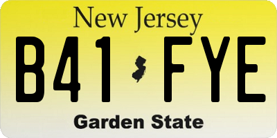 NJ license plate B41FYE