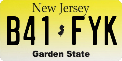 NJ license plate B41FYK