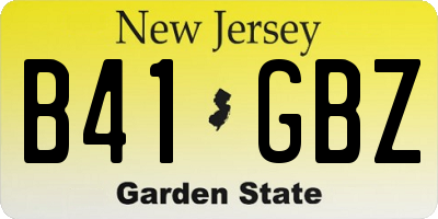 NJ license plate B41GBZ