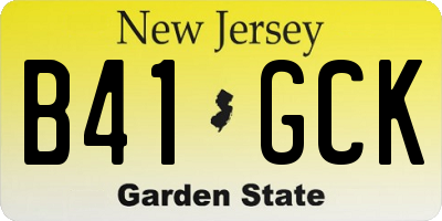 NJ license plate B41GCK