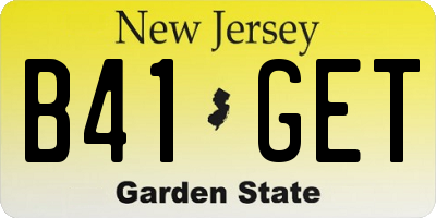 NJ license plate B41GET
