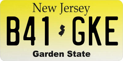 NJ license plate B41GKE