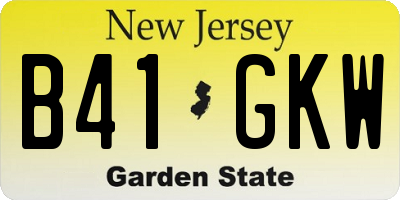 NJ license plate B41GKW