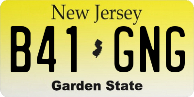 NJ license plate B41GNG