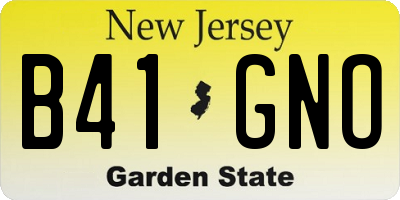 NJ license plate B41GNO