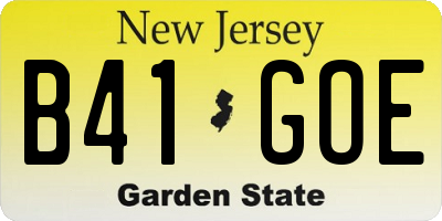 NJ license plate B41GOE