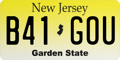 NJ license plate B41GOU