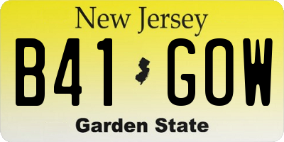 NJ license plate B41GOW