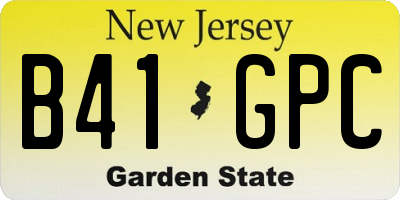 NJ license plate B41GPC
