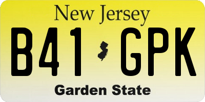 NJ license plate B41GPK