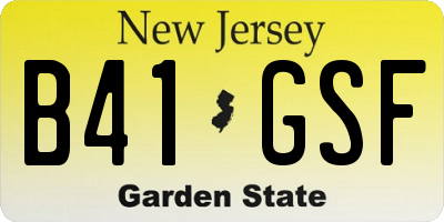 NJ license plate B41GSF