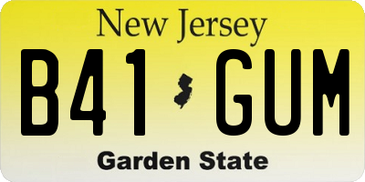 NJ license plate B41GUM