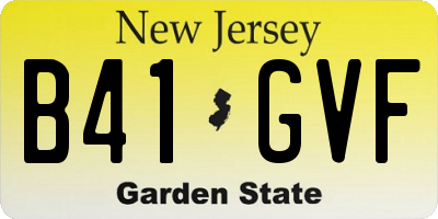 NJ license plate B41GVF