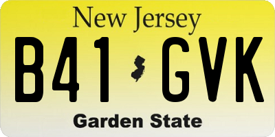 NJ license plate B41GVK