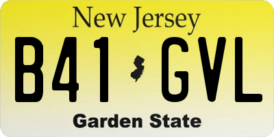 NJ license plate B41GVL