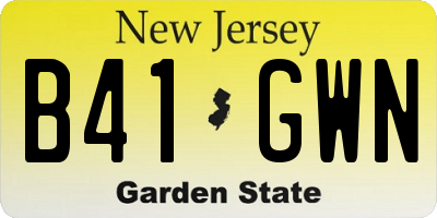 NJ license plate B41GWN