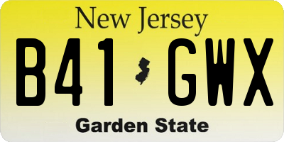 NJ license plate B41GWX