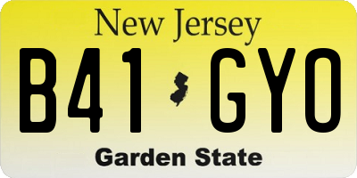 NJ license plate B41GYO