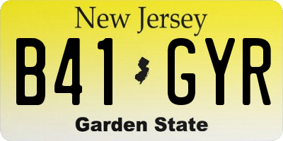 NJ license plate B41GYR