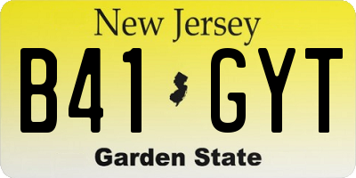 NJ license plate B41GYT