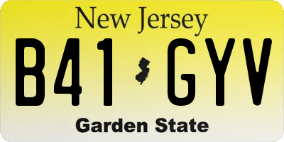 NJ license plate B41GYV