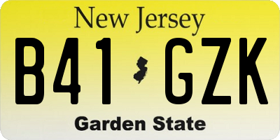 NJ license plate B41GZK