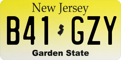 NJ license plate B41GZY