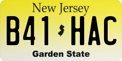NJ license plate B41HAC