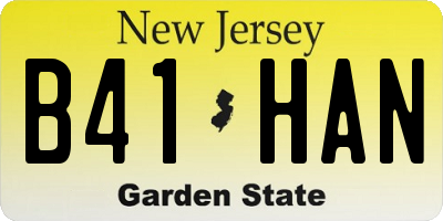 NJ license plate B41HAN