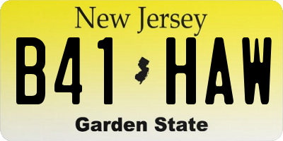 NJ license plate B41HAW