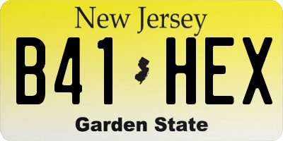 NJ license plate B41HEX